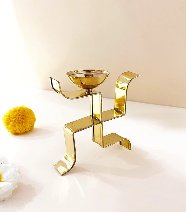 Exquisite Brass Swastik Diya for your home and office