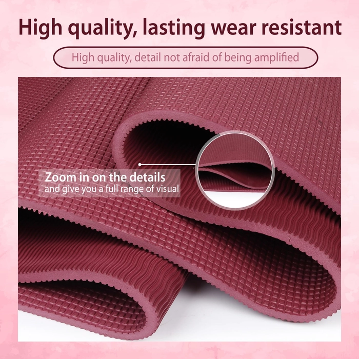 Quick Shel Yoga mats Exercise Mat Anti-Skid Water/Dirt Proof Lightweight easy to Carry for home and gym workouts for men women children with Carry Strap (Wine) (2fts x 6fts) (6mm Thickness)