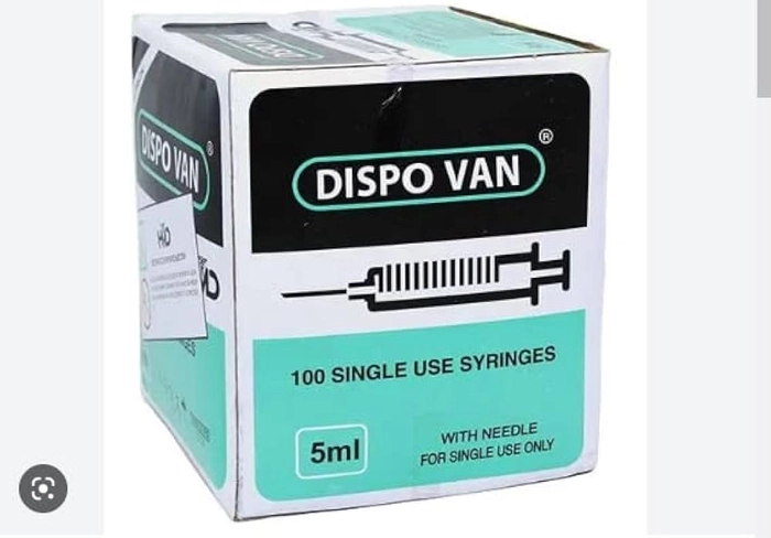 Dispovan Syringe with Needle - 24G x 1Inch Pack of 100