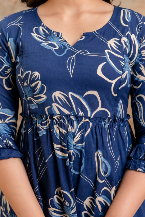 Henal Maternity Floral Printed Maxi Dress – Navy Blue