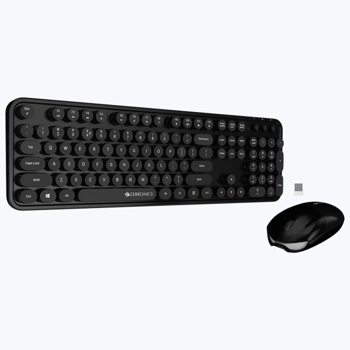 Zebronics ZEB-Companion 300 Wireless Keyboard & Mouse Combo with Silent Keys, 2.4GHz Nano Receiver, Power Saving Mode & Ergonomic Design – Available in Green ,Blue,Black ,Black & White