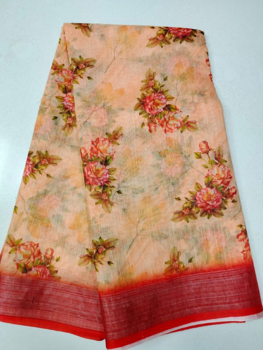 Designer LIGHT WEIGHT LENIN PATTU Sarees | Floral print sarees, Saree  floral, Saree