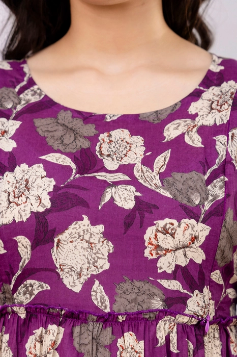 Henal Maternity Dress – Purple Floral Maxi