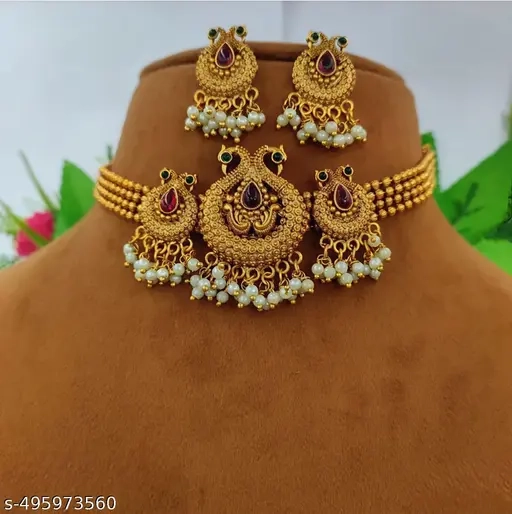 Gold Plated Traditional Choker Jewellery Set