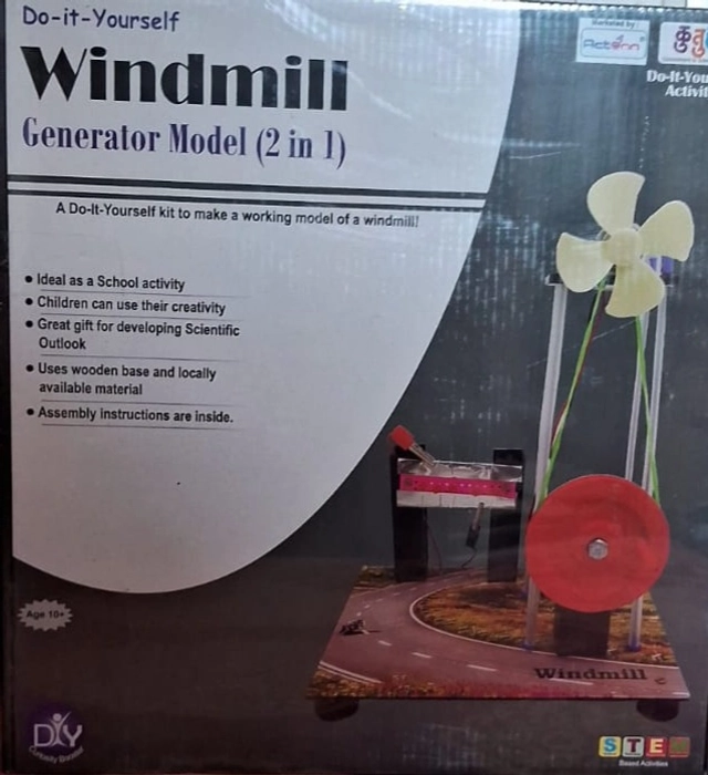 Windmill Generator Model (2 in 1) A DIY Project Kit to make a working model of a Windmill - For Kids 10+