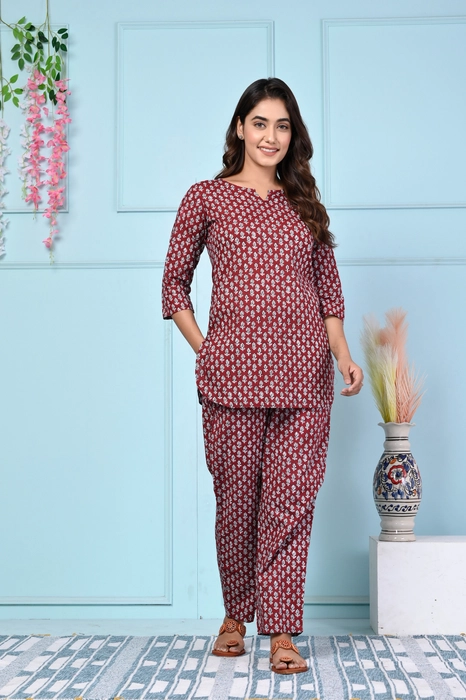 Buy Handwoven Kala Cotton Adjustable Drawstring Soof Embroidery Co-Ord Set  by VARSO at Ogaan Market Online Shopping Site