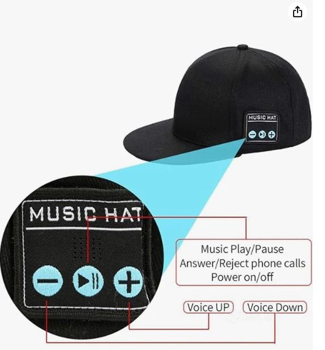 WIRELESS HEADPHONE MUSIC SPORT HAT SMART, BLUETOOTH BEANIE HAT WITH LIGHT