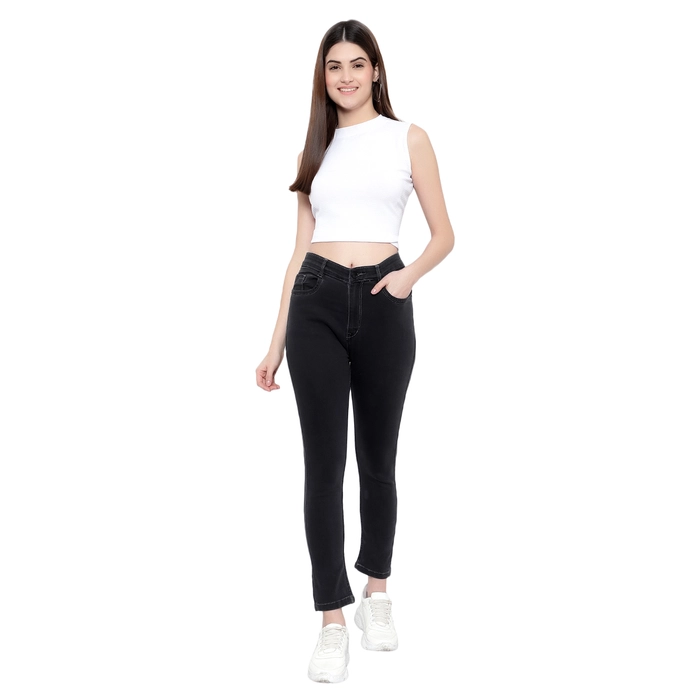 Women Girl's Slim Fit Elastic Waist Casual Cotton Stretchable