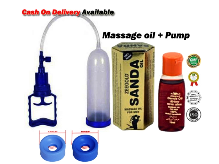 Penile Enlargement Pump with Massage Oil- For enhancement and increase blood circulation in Penile organ