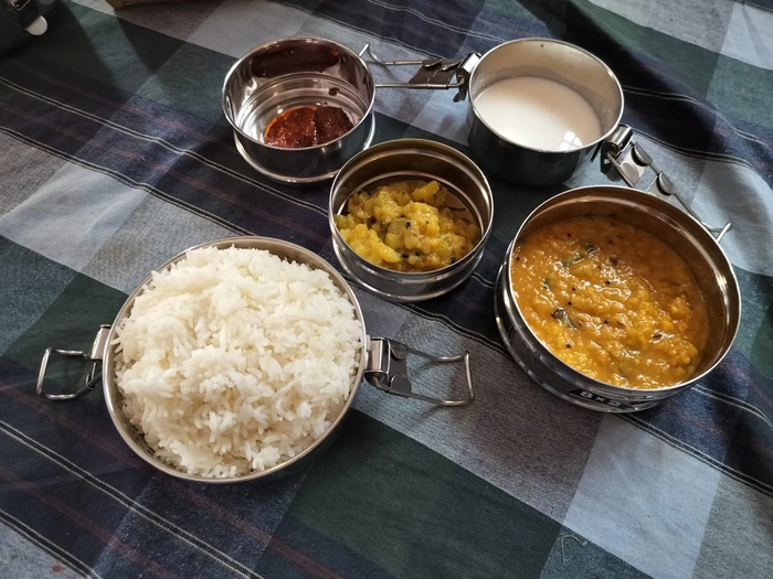 LUNCH- VEG  (rice ,dal ,curry and curd )