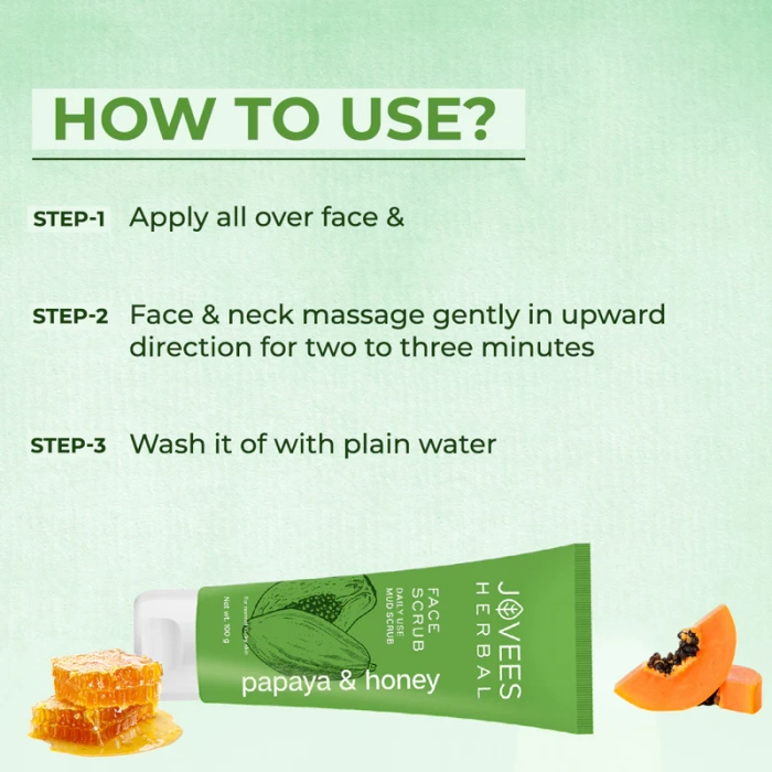 Jovees Papaya & Honey Face Scrub | With Honey & Neem | Normal to Dry Skin