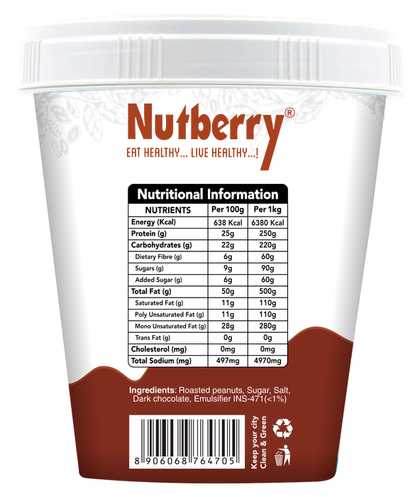 NUTBERRY CHOCOLATE CRUNCHY 1KG & GET 400GM CLASSIC CREAMY FREE