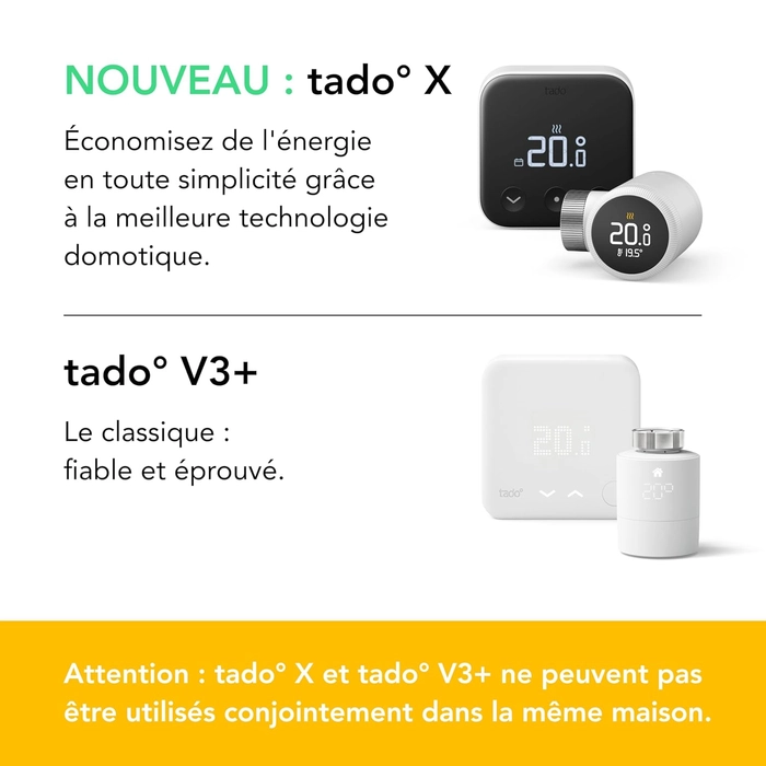 Smart Thermostat X, commande du radiateur via l’application et l’enceinte connectée (Alexa, Siri, Google Assistant), installation DIY, pas compatible avec tado° V3+
