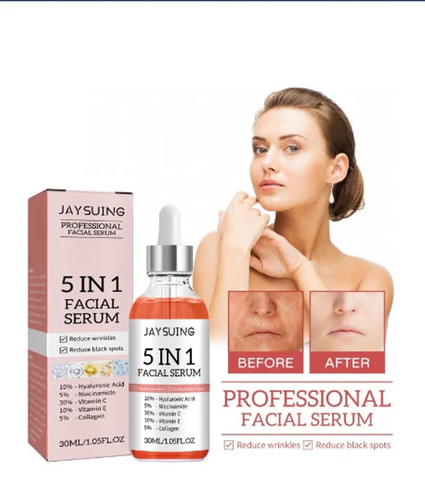 5 IN 1 FACIAL SERUM WITH HYALURONIC ACID, NIACINAMIDE, COLLAGEN, VITAMIN C & E - 30 ML