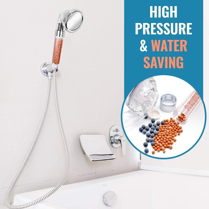 ROYALTEC Pommeau de douche anti-calcaire, douche spa haute pression 2 en 1 eco, 3 modes et un jeu de pierres de rechange de rechange.