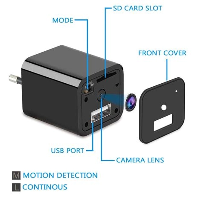 USB Charger with SD Card 1080p HD Hidden Camera