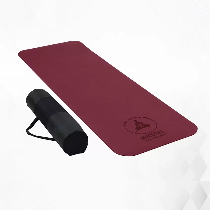 Quick Shel Lightweight,Anti-Slip,Soft EVA Mat with Carry Bag for Women & Men,Gym & Exercise Wine 6 mm Yoga Mat