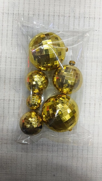 6 PCs Mirror Faux Balls Cake Topper - Gold