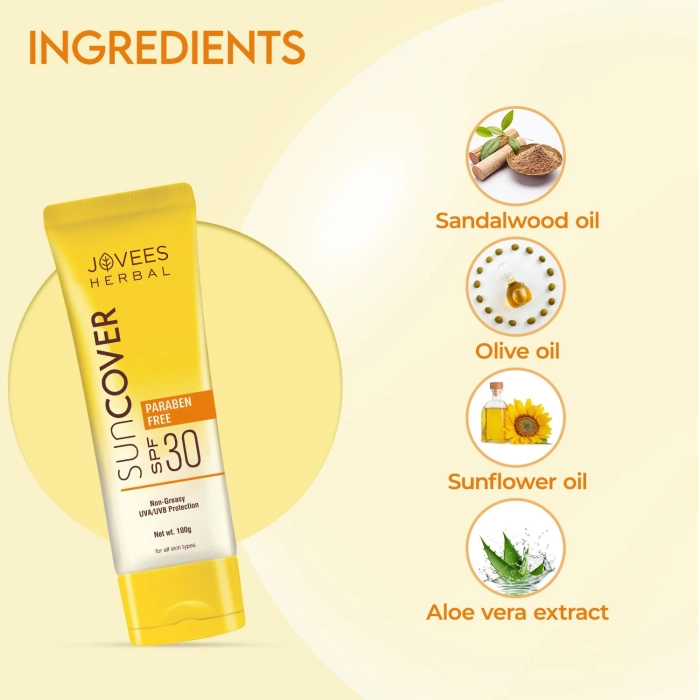 Jovees Sandalwood Natural Sun Cover SPF 30 | UVA/UVB Protection