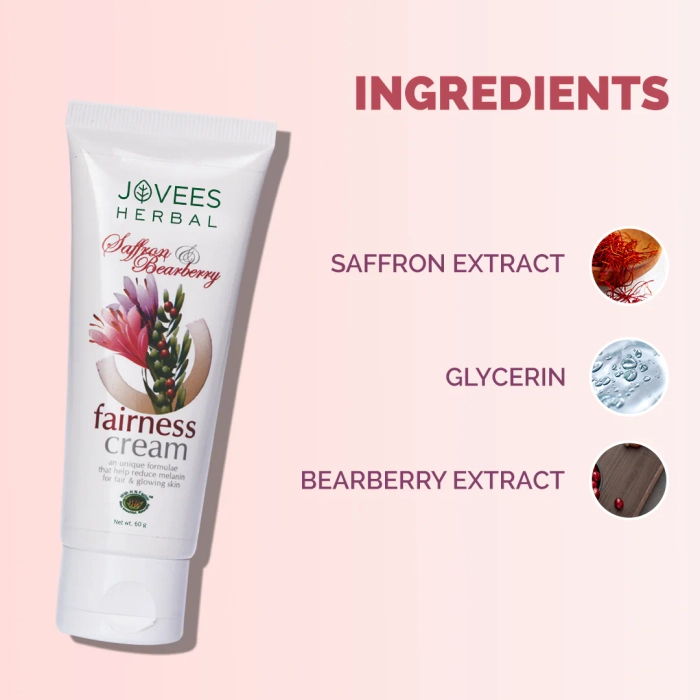 Jovees Saffron & Bearberry Fairness Face Cream | Reduces Pigmentation