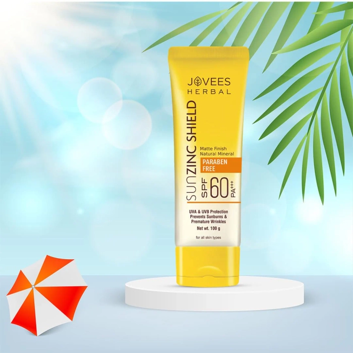 Jovees Sun Zinc Shield SPF 60 Broad Spectrum PA+++ | Matte Finish