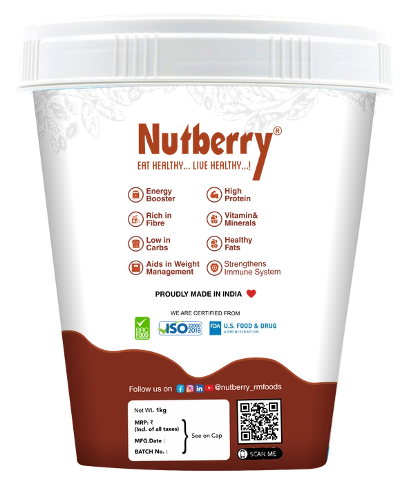 NUTBERRY CHOCOLATE CRUNCHY 1KG & GET 400GM CLASSIC CREAMY FREE