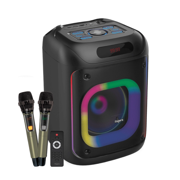 FINGERS 2Mic-ThunderBox – Powerful Bluetooth Speaker with Dual Wireless Mics & Thunderous Sound!