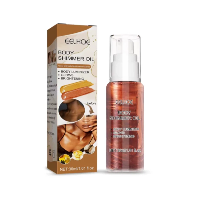 EELHOE (30ML) BODIES SHIMMER OIL BRONZE GLOW GLITTER LOTION FACE BODIES WATERPROOF