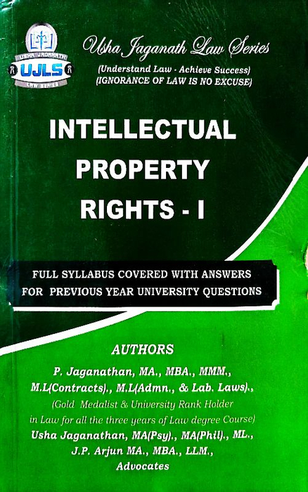 Intellectual Property Rights - 1 By Usha Jagannathan Law Series