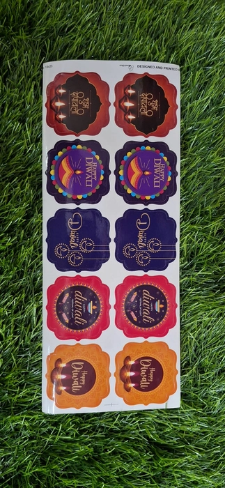 Happy Diwali A4 Size Sheet Round Stickers For Diwali Cracker Chocolate