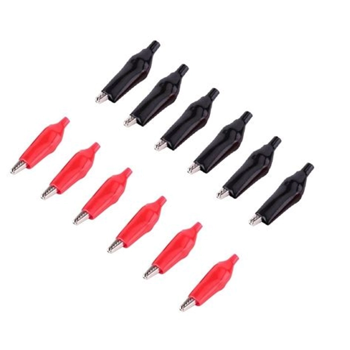 Alligator (Crocodile) Clip Red+Black 6-pair-(12Pcs)