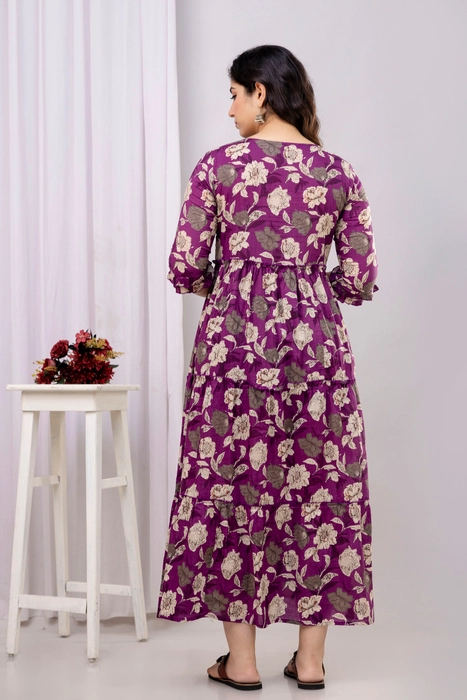 Henal Maternity Dress – Purple Floral Maxi