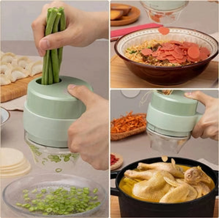 4 IN 1 MULTI-FUNCTIONAL PORTABLE ELECTRIC VEGETABLE CUTTER SET