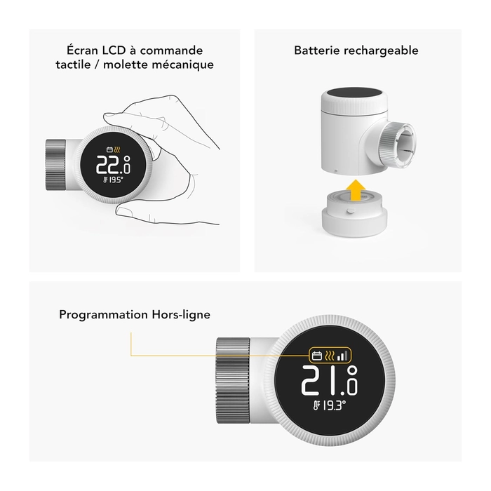 Smart Thermostat X, commande du radiateur via l’application et l’enceinte connectée (Alexa, Siri, Google Assistant), installation DIY, pas compatible avec tado° V3+