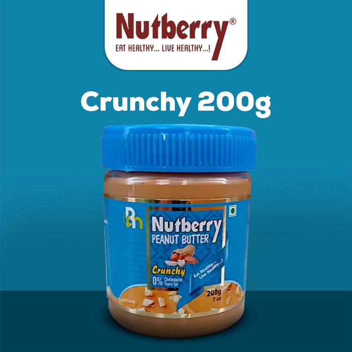 Nutberry Peanut Butter crunchy 200gm jar (regular, 200gm) | Vegan | Cholesterol Free | No Hydrogenated Oil | Zero Trans-Fat