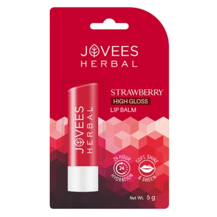 Jovees Strawberry High Gloss Lip Balm With Vit.E for soft Lips