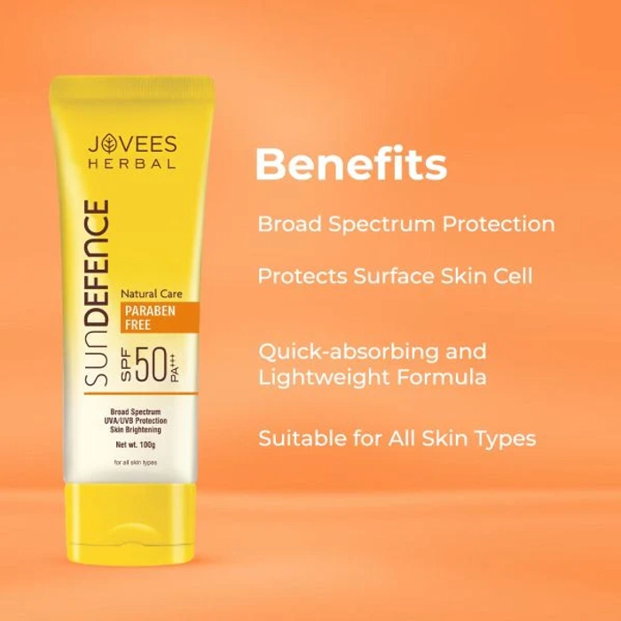 Jovees Sun Defence Cream SPF 50 | Broad Spectrum PA+++ | Protects