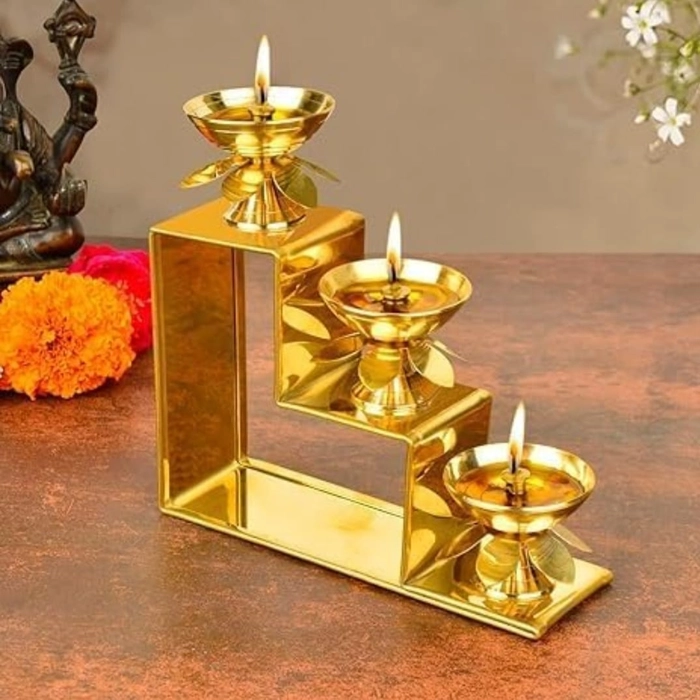 3 Step Elegant Brass Diya