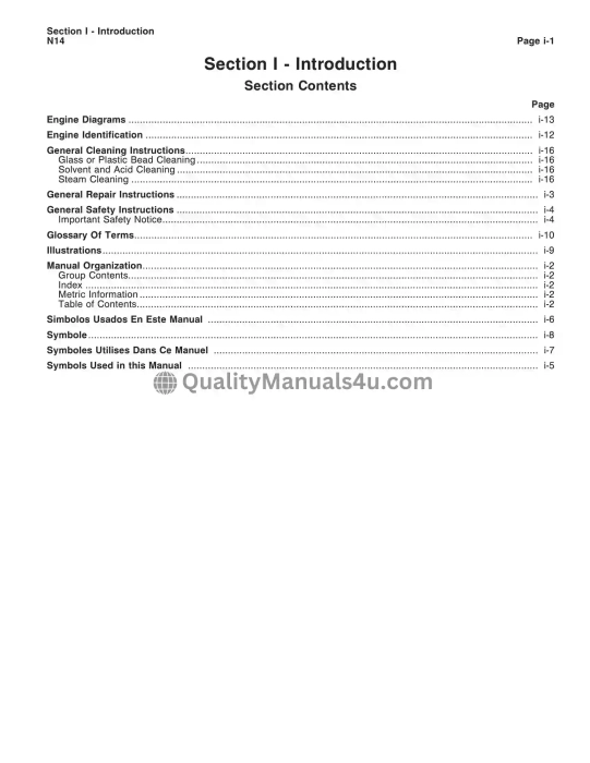 KOMATSU N14 Engines Shop Manual Publication No 3810487 Download PDF