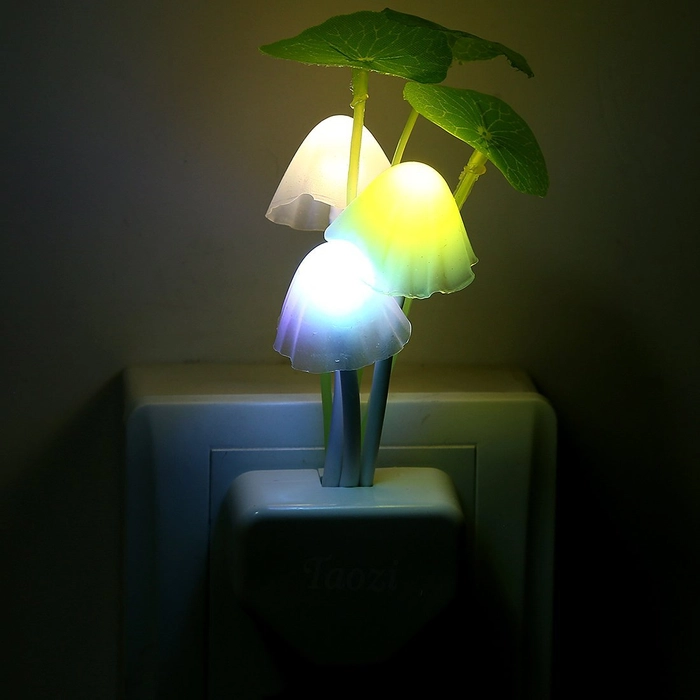 STYLISH SHOP ONLINE Plastic Led Night Lamp Soft Light Illumination Auto On/Off, Mushroom Lamp
