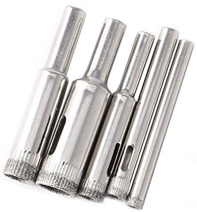 Diamond Coated Core Hole Saw Drill Bit Tools for Tiles Marble Glass (5mm 6mm 8mm 10mm 12mm) - Set of 5