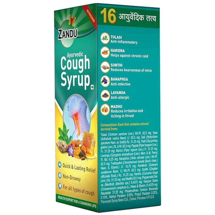 Zandu Ayurvedic Cough Syrup 100 Ml Pack Of 5 Grab And Go