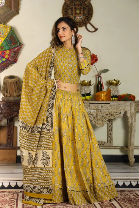 Buy Attractive Yellow Embroidered Work Rayon Navratri Lehenga Choli At Zeel  Clothing