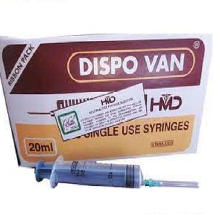 Dispovan Syringe with Needle - 24G x 1Inch Pack of 100