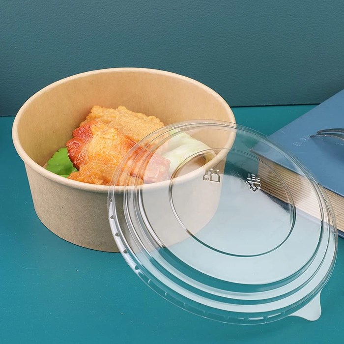 750ML Paper Salad Bowl with Lid, Kraft Paper Salad Disposable Container