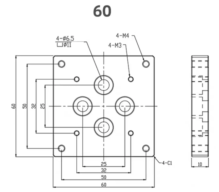 Connecting Plate M4 TO M6