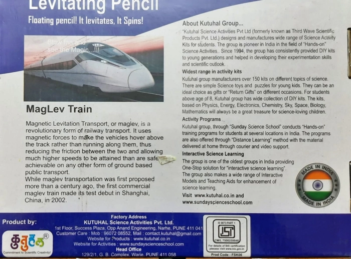 Levitating Pencil. Floating Pencil Making Kit. Do It Yourself. Educational Toy. School Project (BIG)