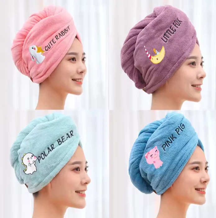 HAIR DRYING TOWEL MICROFIBER HAIR TOWEL WRAP WITH BUTTONS