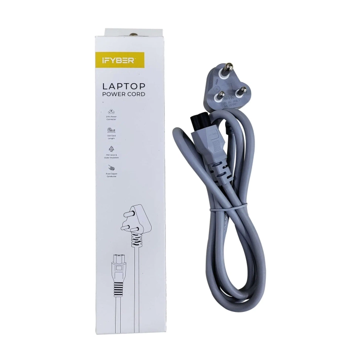 iFYBER iFY-L22 3 Pin Laptop Power Cord – Grey (1.5 Meter)