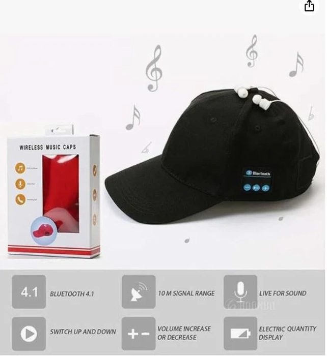 WIRELESS HEADPHONE MUSIC SPORT HAT SMART, BLUETOOTH BEANIE HAT WITH LIGHT